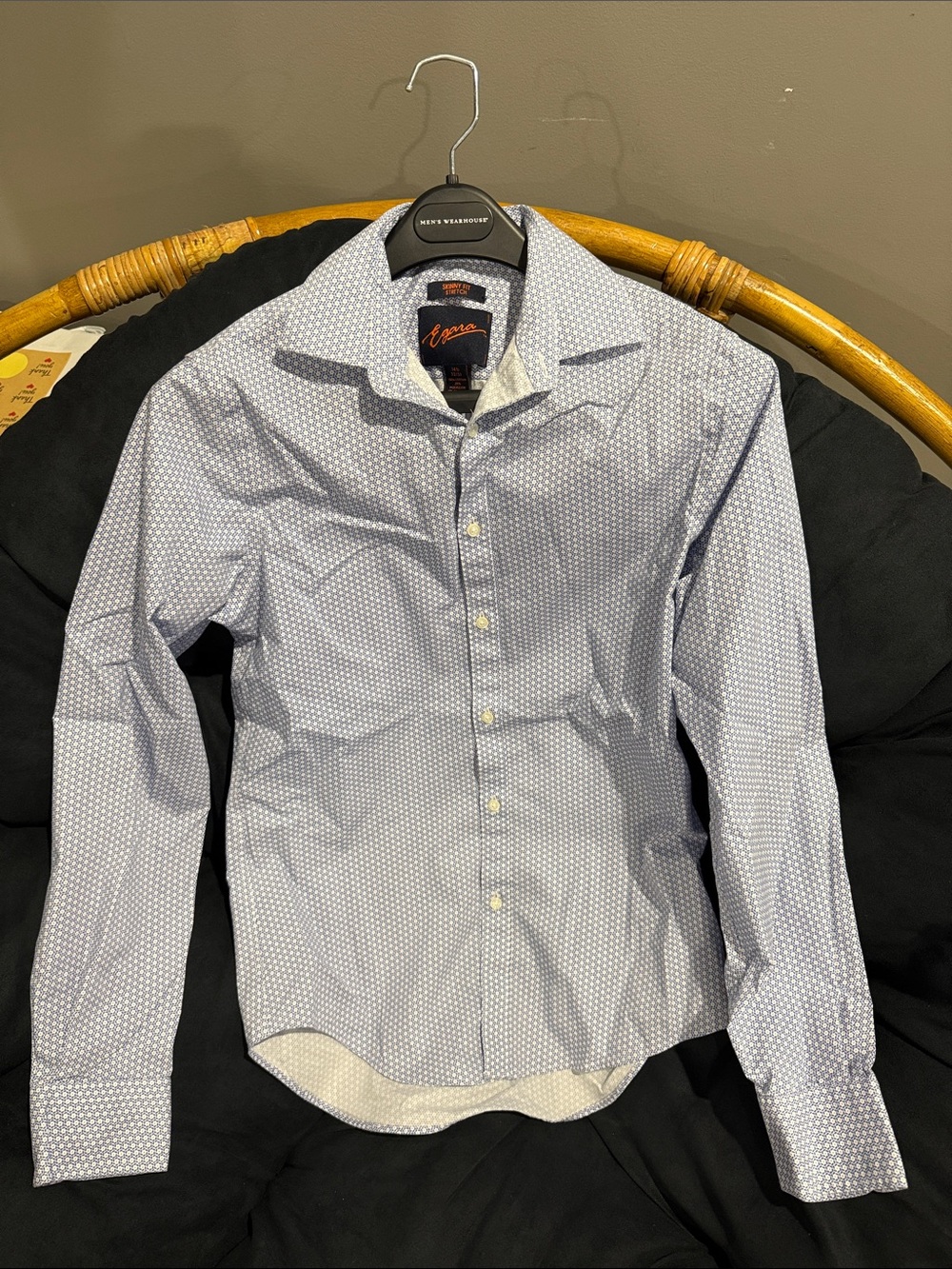 Egara Light Blue Micro-Pattern Men's Dress Shirt